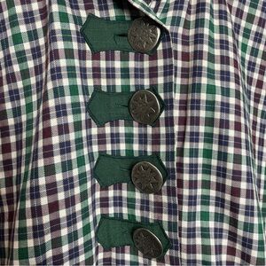 90s Funky Plaid Shirt w Metal Buttons